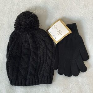 Jessica Simpson Cable Knit Beanie and Gloves